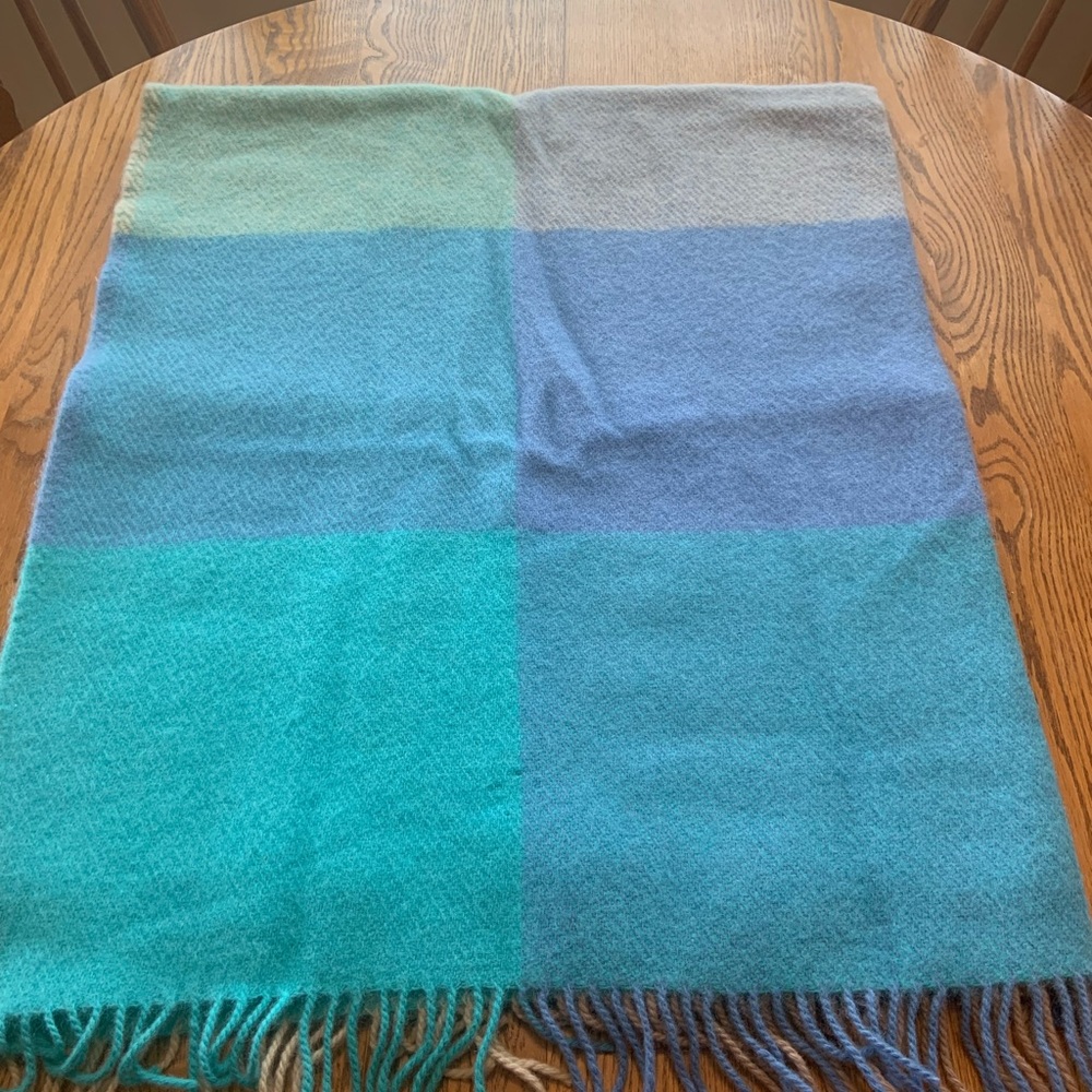 Gagalis Greece Vintage Wool Throw Pastel Plaid Fringed - Picture 3 of 10